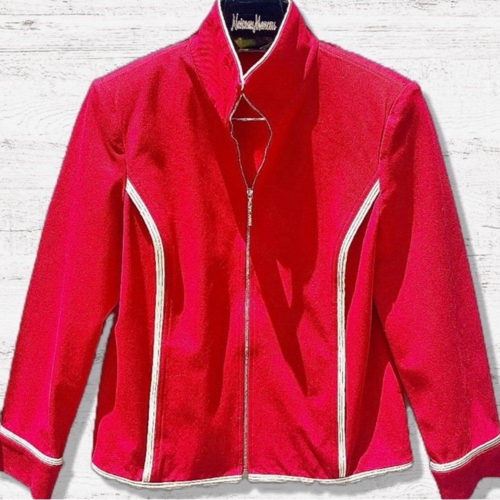 St John Sport Apple Red & Metallic Gold Trim Jacket P